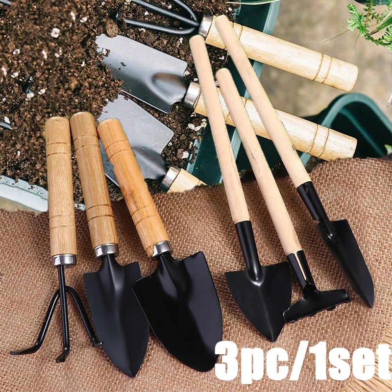 Gardening Tools Shovel - 3-teiliges Mini-Gartengeräte-Set, tragbares kleines Gartengerät mit