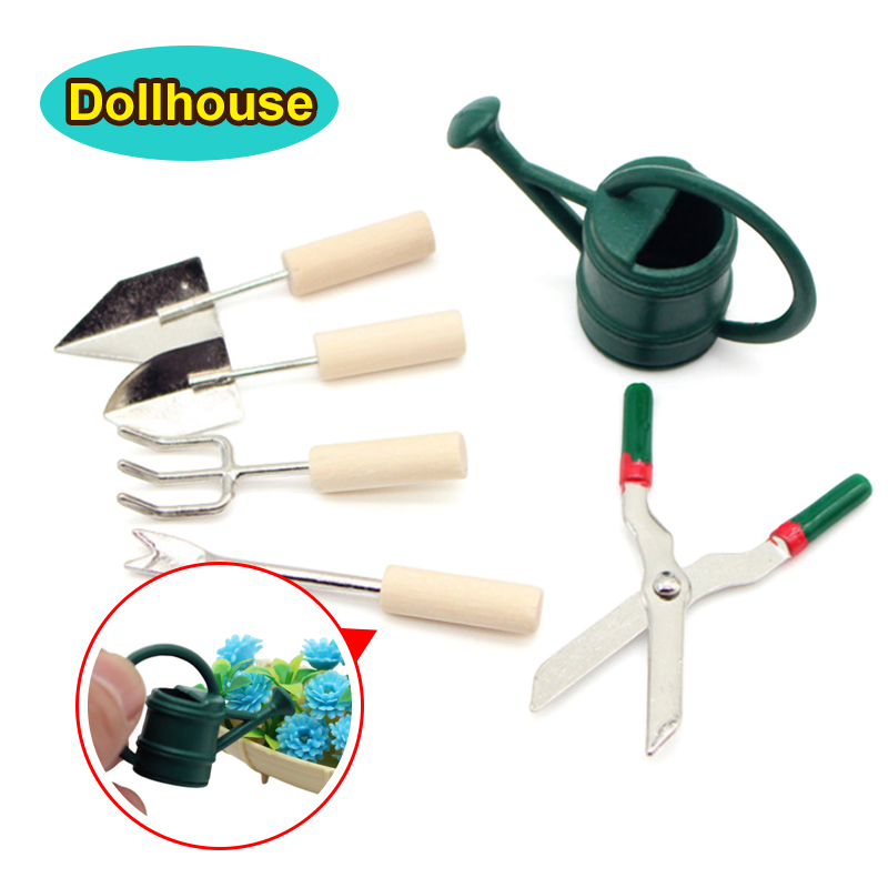 Gardening Tools Equipment - 1/12 Puppenhaus Simulation Gießkanne Spaten Schere