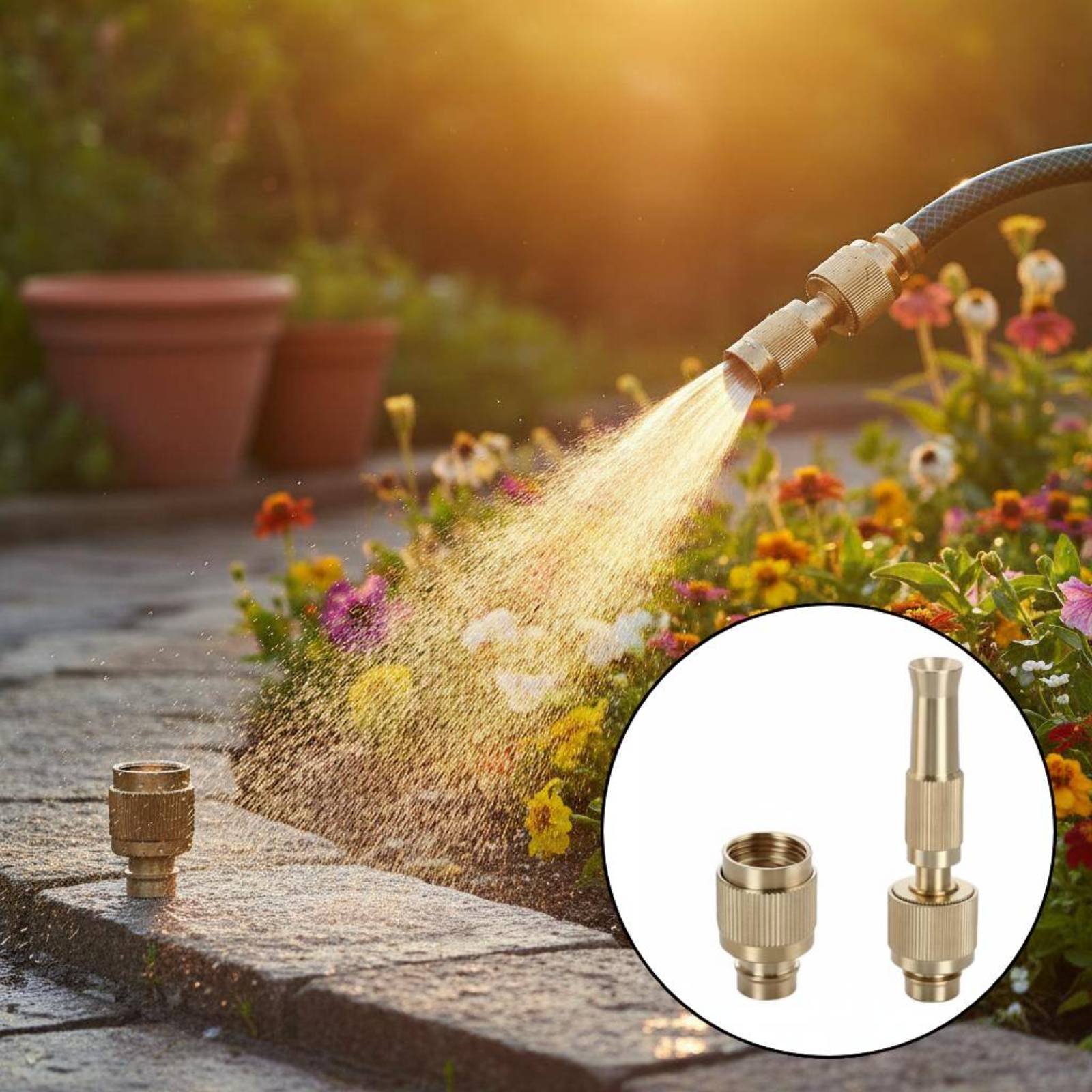 Gardening Tools Equipment - Universeller Messing-Wasseranschluss, Autowasch-Sprühaufsatz, Gartenwerkzeug, robustes Reinigungsgerät,