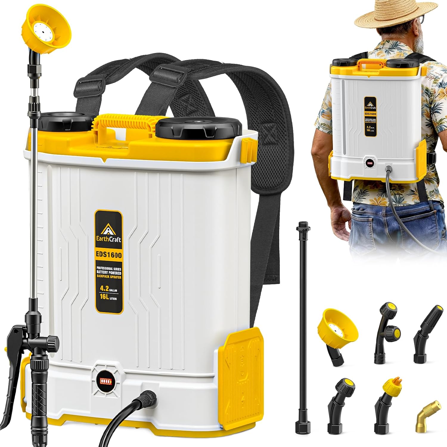Gardening Tools Equipment - 4,2-Gallonen-Akku-Rückensprüher, kompatibel mit DeWalt 20V-Akku (nur